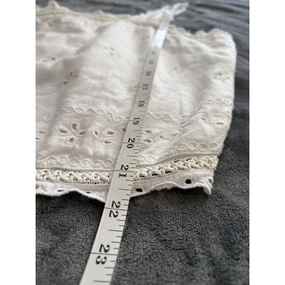 Abercrombie & Fitch Women's Eyelet Bohemian Crop Top XL White Linen Blend - Picture 9 of 9